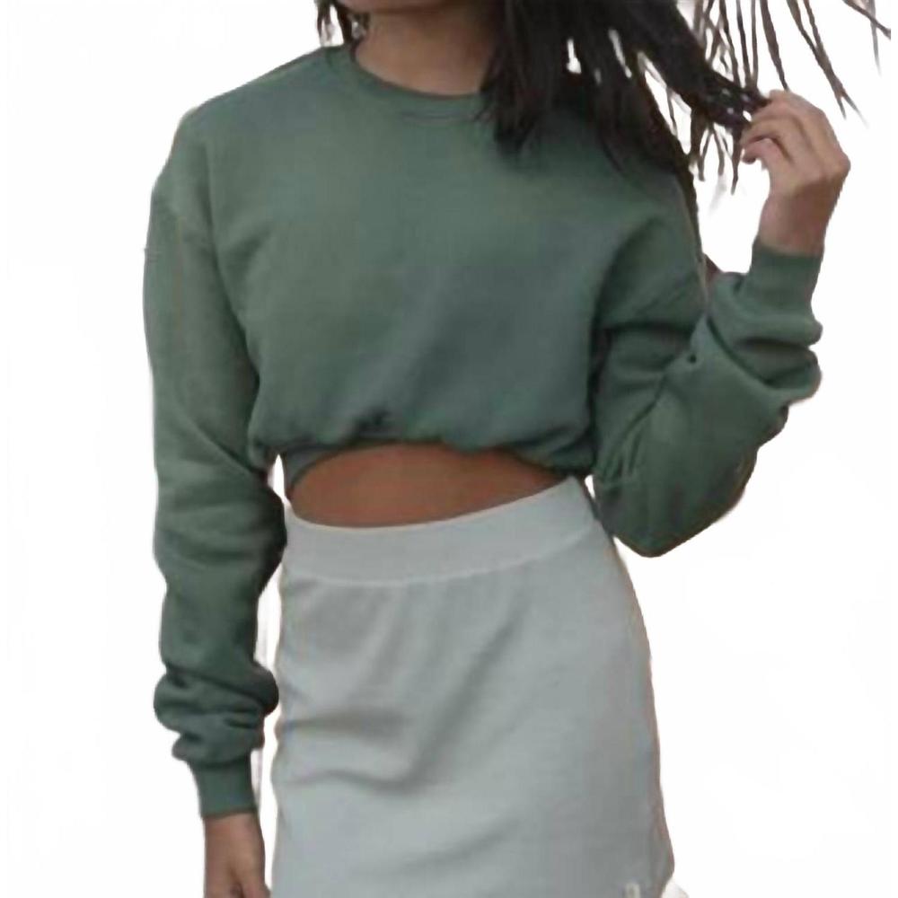 NEW KAVEAH girls' fleece cropped pullover in irish moss